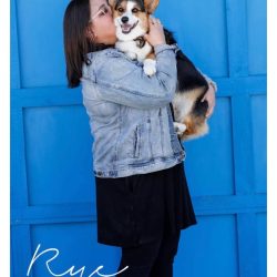 Photo of Angela with dog